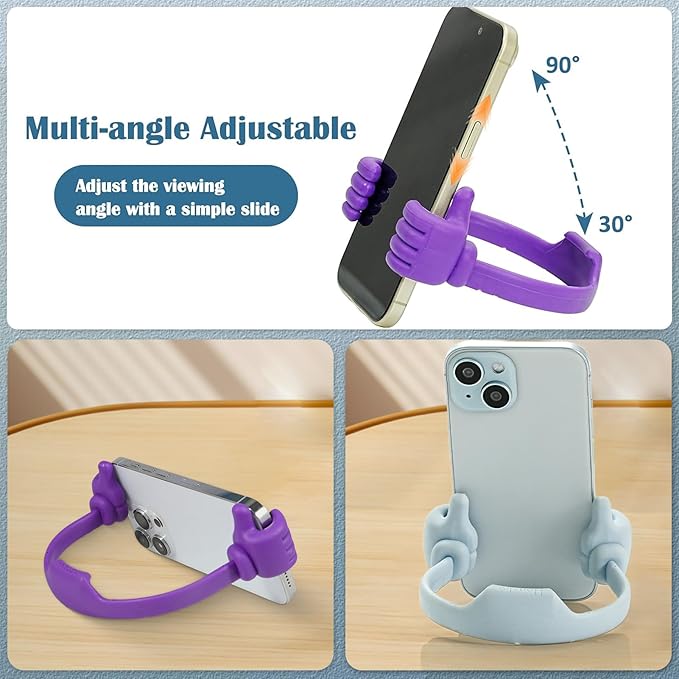 Honsky Cell Phone Stand Holder 2-Pack,Thumbs Up Lazy Phone Stand,Universal Adjustable Flexible Dock for All Phones & Tablets,Cute Perfect Valentine's Day Gifts for Him/Her,Gifts for Couples,Grey/Pink