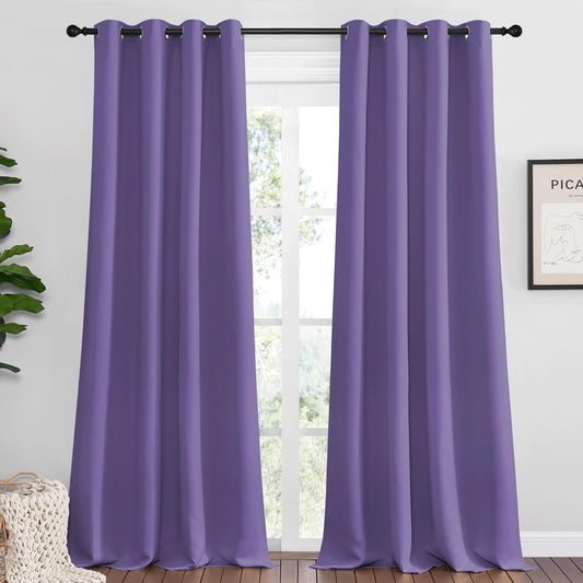 NICETOWN Lilac Purple Blackout Curtains - 120" Long, 55" Wide | Sound Reducing & Energy Efficient Panels (2 Pieces)