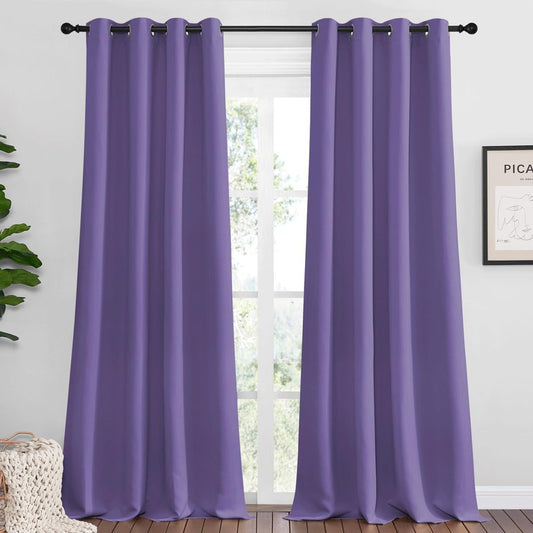 NICETOWN Lilac Purple Blackout Curtains 102" Long, 55" Wide, 2 Pieces for Office, Dining, Guest Room - Sound Reducing, Heat and Cold Block Panels for Modern Decorative