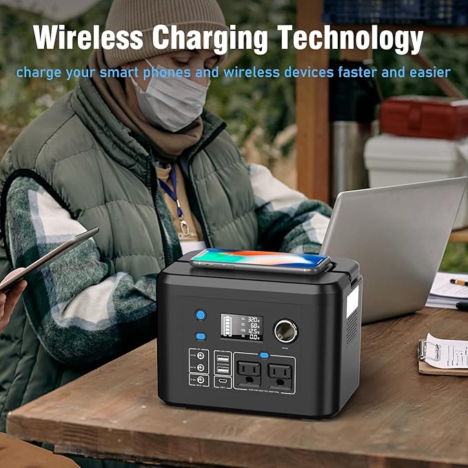powkey Portable Power Station 350W, 260Wh/70,000mAh Backup Lithium Battery, 110V Pure Sine Wave Power Bank with 2 AC Outlets, Portable Generator for Outdoors Camping Travel Hunting Emergency