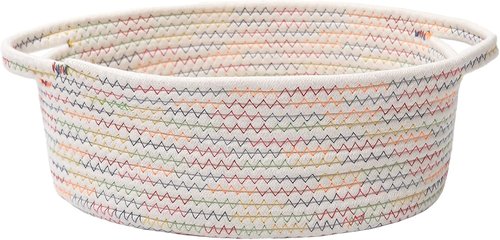 JMvicyroam Woven Basket - Small Rope Storage Bin with Handles | Colorful Organizer for Shelves & Closets