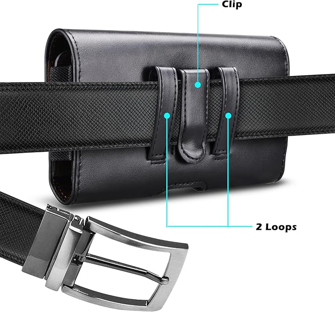 Tiflook Phone Holster for iPhone 17 Pro Max iPhone 16 15 14 13 12 11 XS max 17 Air 13 Mini 12 Mini PU Leather Cell Phone Pouch with Belt Clip Loop Card Holder Carrying Case,Black