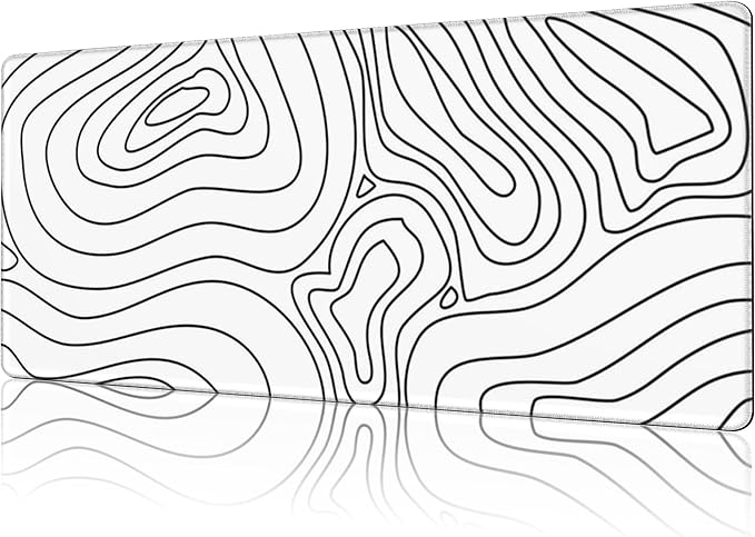 NIYLYNSYN Mouse Pad Large Topographic Contour Map Non-Slip Game Desk Mat with Stitched Edge Laptop Keyboard Desk Pad for Work Home Gaming (35.4 x 15.7 Inches)