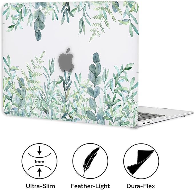 iDonzon Case for MacBook Pro 13 inch M2 M1 A2338 A2289 A2251 A2159 A1989 A1706 2023-2016 Release with Touch ID, 6 in 1 Matte Clear Shell&Keyboard Cover&Screen Protector&Webcam Cover, Green Plants