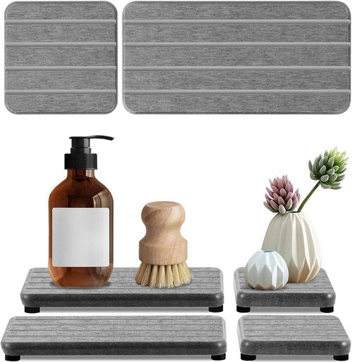 Diatomaceous Coaster | 4PCS Stone Drying Tray for Fast Drying in Bathroom & Kitchen Sinks