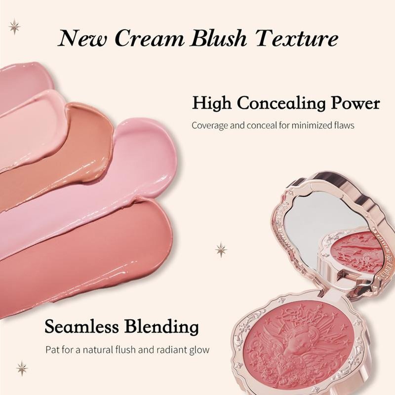 Flower Knows Little Angel Cream Blush,Warm Pink Hydrating Blush for Cheeks,Buildable & Blendable Dewy Face Makeup,Soft Long-Lasting Cute Make Up for Women & Girls,0.21 Oz(04 Rose Ashes)