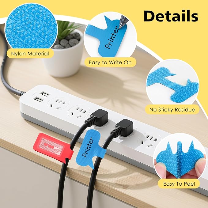 24-Pack Smart NFC Cable Labels with Blank Stickers, Programmable Reusable Wire Tags for Electronics, Cord ID & Cable Management for Automation, IT Server - Rectangle & Oval
