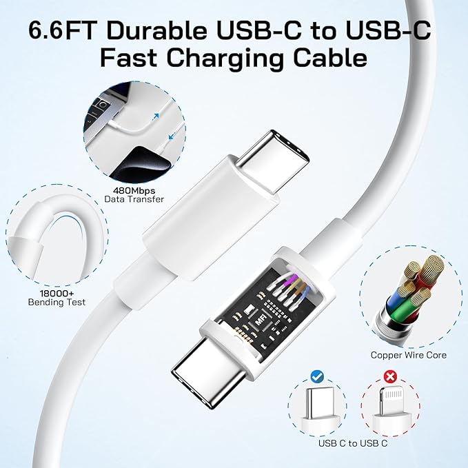 30W USB C i Phone 17 16 15 Charger Fast Charging, 2PACK Wall Charger for iPhone 16 15 Pro Max Charger Cord 6.6FT Fast Type C Block for iPhone 17 Pro Max/17 Air/16/15 Plus/15 Pro Max,i Pad Pro/Air