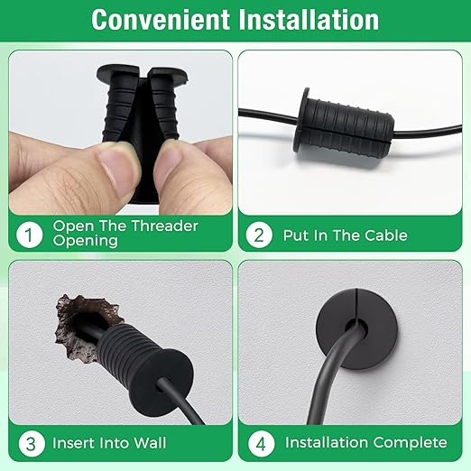 EASYEAH 2pc Starlink Cable Grommet 3/4" Silicone Anti-Slip Wall Hole Pass Through Split Cable Bushings for TV Wire Ethernet Cord, Starlink Cable Routing Kit Accessories,38mm/1.5"Ht, Grey