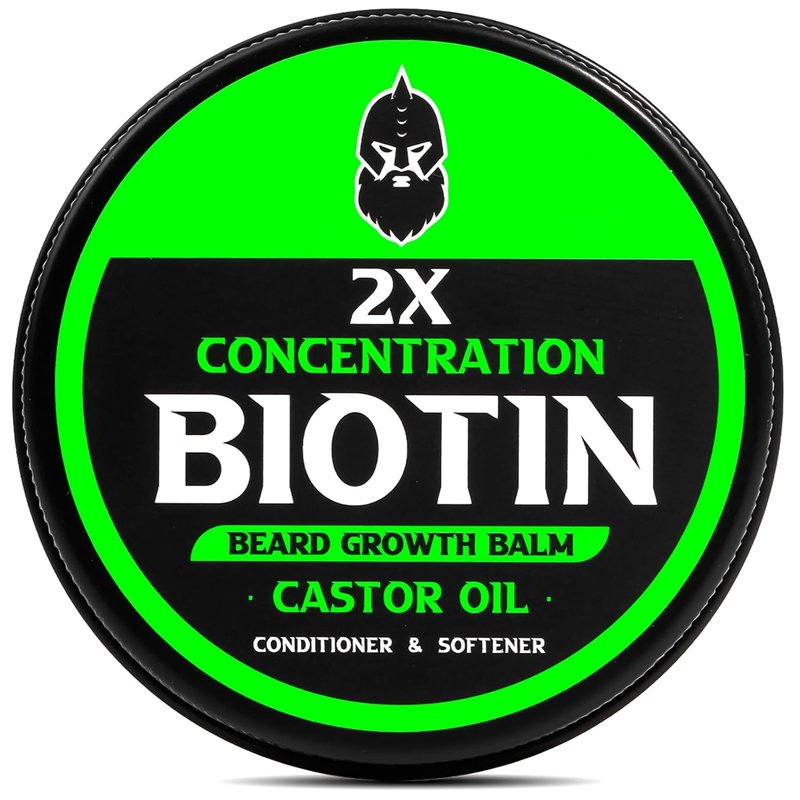 Beard Balm for Growth & Styling - Biotin, Castor Oil, Argan & Jojoba Oils | 2 Oz - Vanilla, Cedar, Orange