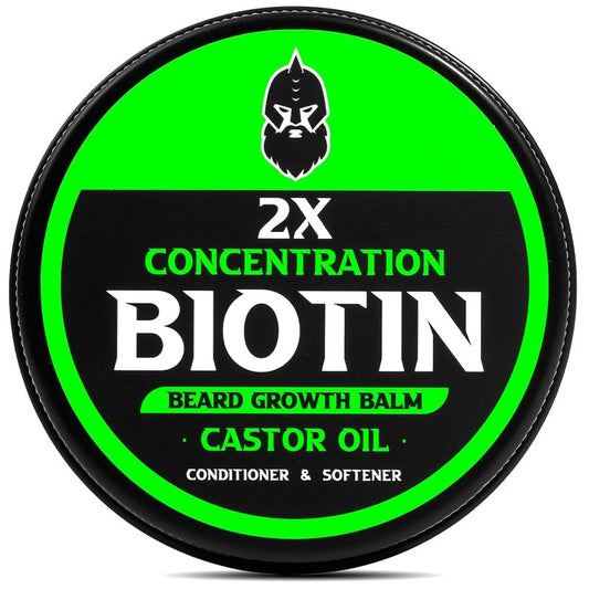 Beard Balm for Growth & Styling - Biotin, Castor Oil, Argan & Jojoba Oils | 2 Oz - Vanilla, Cedar, Orange