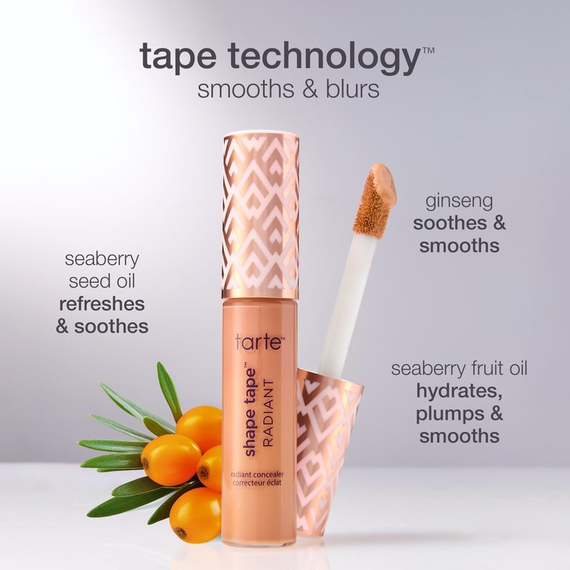 tarte shape tape radiant concealer – Medium-Coverage, Hydrating Finish Under Eye Concealer for Dark Circles, Redness & Discoloration, Vegan, Cruelty-Free, full size, 37G medium-tan golden