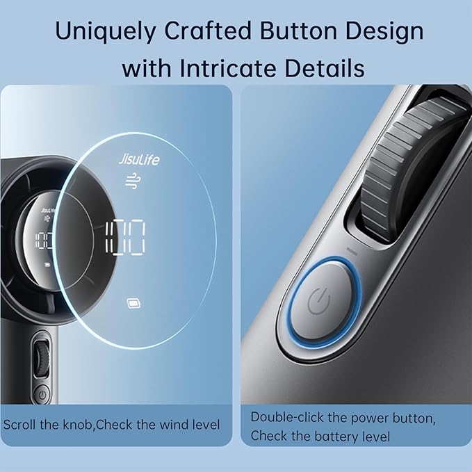 JISULIFE Portable Fan Pro 2026, 40Hrs Max Cooling Personal Handheld Fan with LED Display,Metal Shell,9600RPM Powerful,5000mAh battery,Travel Essentials Gifts for Women, Men-Dark Gray