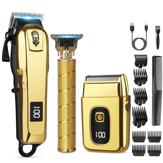 Justnard Hair Clippers for Men, Beard Trimmer and Electric Shaver Set, Professional Rechargeable Cordless Barber Hair Cutting Tools Grooming Kit