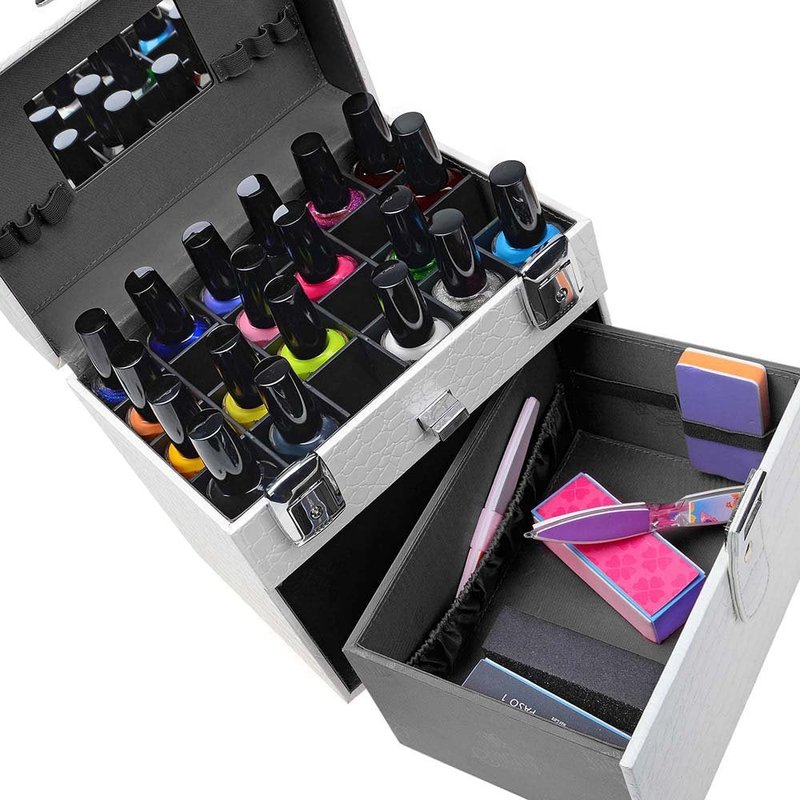 SHANY Makeup Travel Case - Versatile Organizer for Makeup & Nail Accessories | White Lily