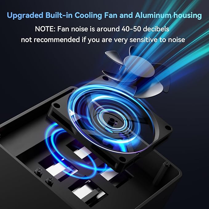 CENMATE Aluminum 4 Bay Hard Drive Enclosure with Cooling Fan for 2.5“/3.5" SATA HDD/SSD with USB A/C 3.0, Support Hot Swappable, Tool-Free HDD Enclosure, DAS(NO RAID/NAS)