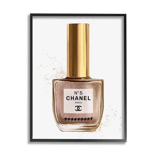 Stupell Industries 'Makeup Nail Polish Brown Gold Fashion Design', Framed Giclee Art, Black, 16 x 20 Inches, Easy to Hang and Sturdy, Made in USA, by Ziwei Li