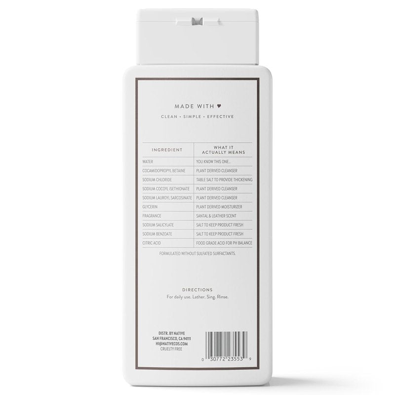Body Wash for Men & Women - Naturally Derived, Sulfate & Paraben Free | Santal & Leather, 18 oz