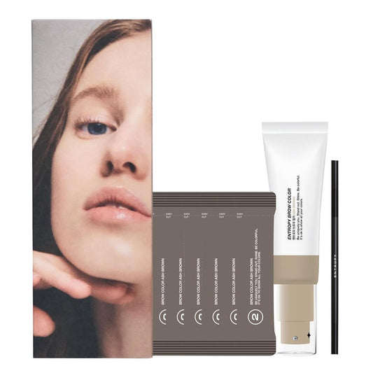 Brow Color Kit - Ash Brown Long-Lasting Eyebrow Makeup | Nourishing Aloe Vera & Moringa, 6 Applications