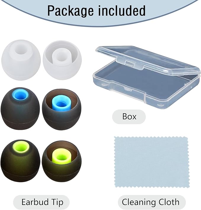 MMYQXI Silicone Replacement Earbud Tips for In-Ear Headphones (Inner Hole 3.8mm-5.1mm) - 9 Pairs, S/M/L