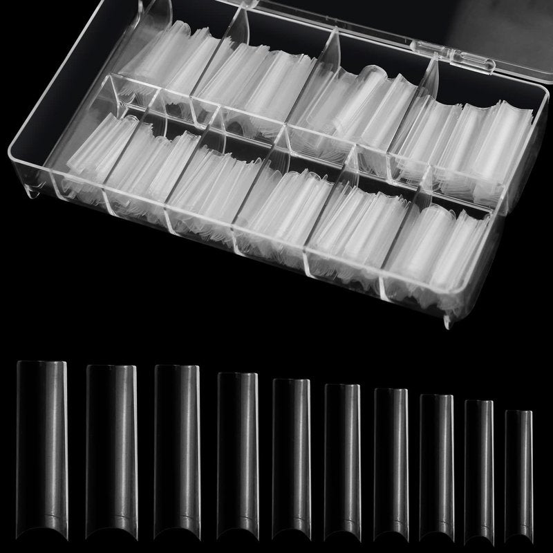 No C Curve Square Nail Tips XXL，Acrylic Nail Tips Square,SITELENABY 500 pcs Clear Fake Nails for Nail Salons,Nail Tech Must Have