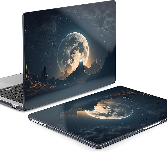 Batianda Premium Case for New MacBook Air 15 inch with M5 M4 M3 M2 Chip 2026 2025 2024 2023 Release, Designed Ultra-Slim Hardshell & Keyboard Cover & Screen Protector 4-in-1 Bundle, Moon in Sky