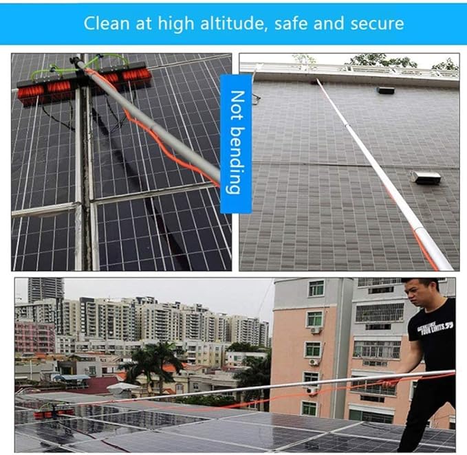 Photovoltaic Panel Cleaning, 3-12M Water Fed Telesbrush, Window Clean, Extendable Cleaner Conservatory Roof Cleaning Tools Pole/6M Rod/50Cm Brush Head