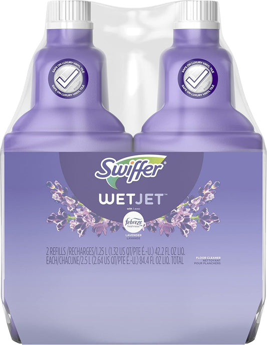 Swiffer WetJet Multi-Purpose Floor Cleaner Solution - Febreze Lavender Scent, 1.25L (Pack of 2)