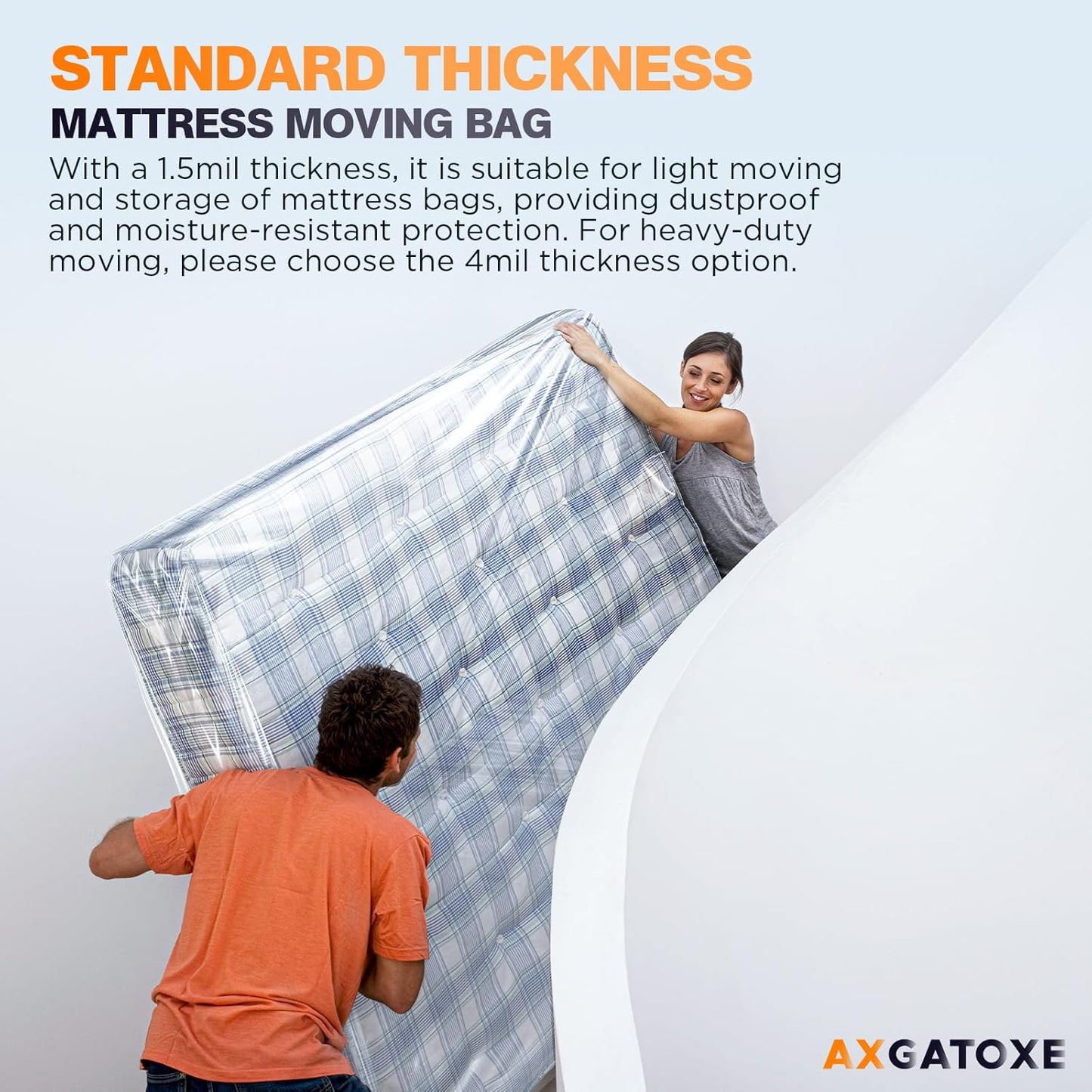 Skiennix Plastic Mattress Bag - Waterproof Mattress Protector for Moving - Queen Size (1.5MIL)