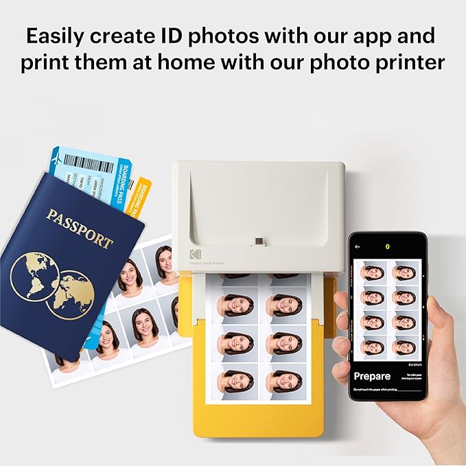KODAK Dock Plus 4x6'' Photo Printer, 10 Sheets, Docking & Bluetooth Smartphone Printer for iPhone & Android, Instant Color Prints, 4PASS Dye Sublimation