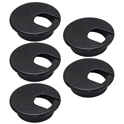 EASYEAH 5 Pcs Desk Grommet 2" / 50 mm, Desk Cord Hole Cover, Cable Grommet ABS Plastic, Desk Hole Grommet for Home & Office Pc, Detachable Cable Cord Organizer-Black