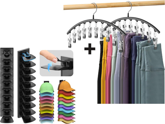Metal Legging Organizer & Space-Saving Hat Rack | Holds 20 Leggings & 40 Caps for Ultimate Storage