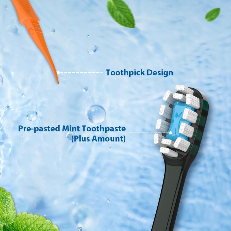 40Pack Disposable Toothbrushes with Toothpaste + Pick + Floss + Tongue Scraper 5-in-1 Mini Prepasted Travel Toothbrush for Hotel Camping Flight Car Single Use Portable Individually Wrapped | Mint