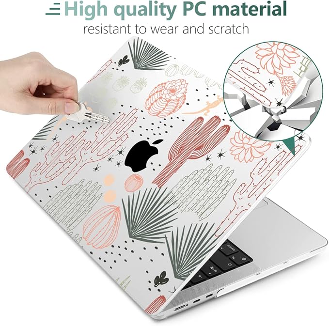 MEEgoodo Case for M5/M4/M3/M2 MacBook Air 13 inch 2026 2025 2024 2022, Fit Model A3449/A3240/A3113/A2681, Case Compatible with MacBook Air 13.6-inch, Cacti