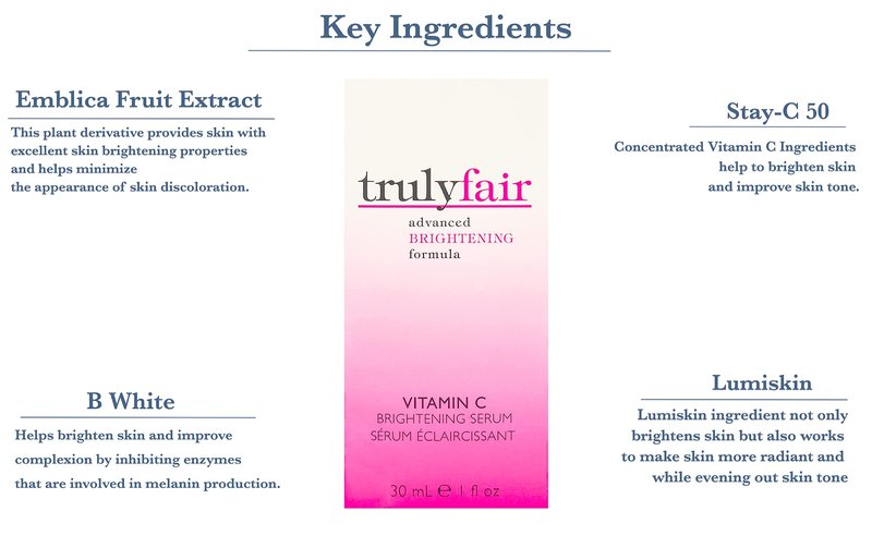 Truly Fair Face Brightening Kit – Vitamin C Serum 1 oz & 7% Glycolic Acid Concentrated Cream 1.7 oz - Skincare Kit- Anti-Aging - Moisturizing formula - Paraben-free - For women