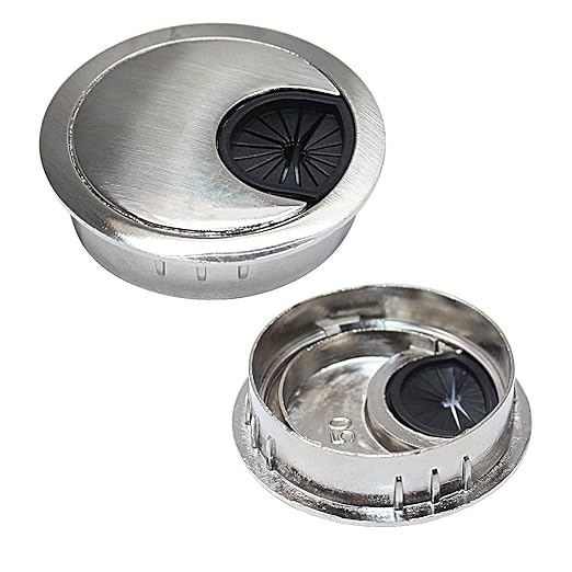 EASYEAH 2 Pcs Desk Grommet 2-1/16" / 53 mm, Desk Cord Hole Cover, Cable Grommet Metal Zinc Alloy Materilal, Desk Hole Grommet for Home & Office Pc, Detachable Cable Cord Organizer-Brushed Silver