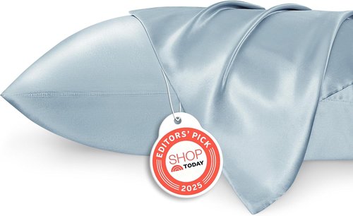 Bedsure Satin Pillowcase - Luxurious Silk-Like Comfort | Standard Size, Stone Blue, 20x26 Inches, 2-Pack
