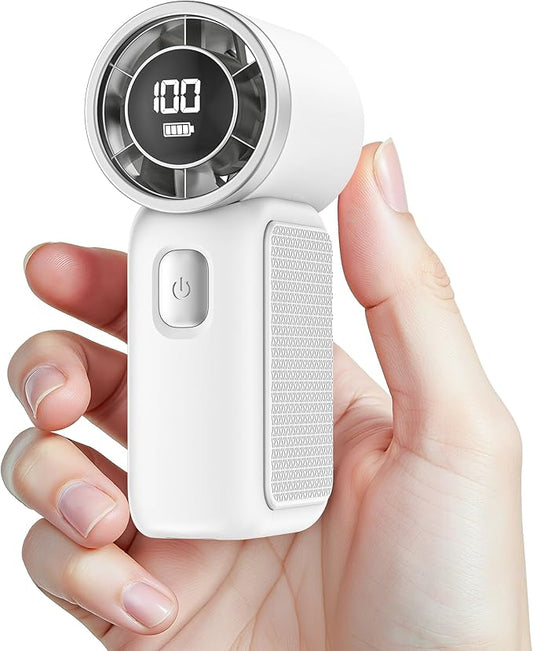 AGEYOU Portable Handheld Mini Fan, 6 Gear Wind, Hand Small Travel Personal Held Fans, Rechargeable Turbo Fan, Gifts for Women Men, for Camping Vacation Outdoor (white)