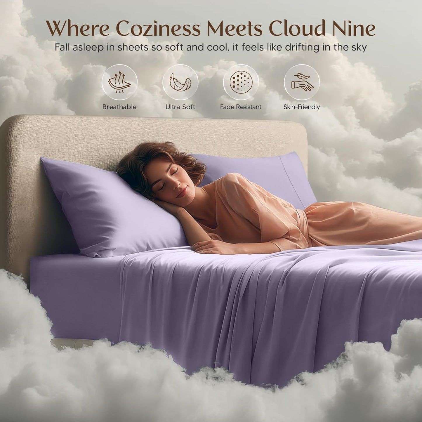 Utopia Bedding Queen Size Sheet Set - Soft, Breathable Microfiber | 4-Piece Lavender Set with Fitted Sheet, Flat Sheet & Pillowcases