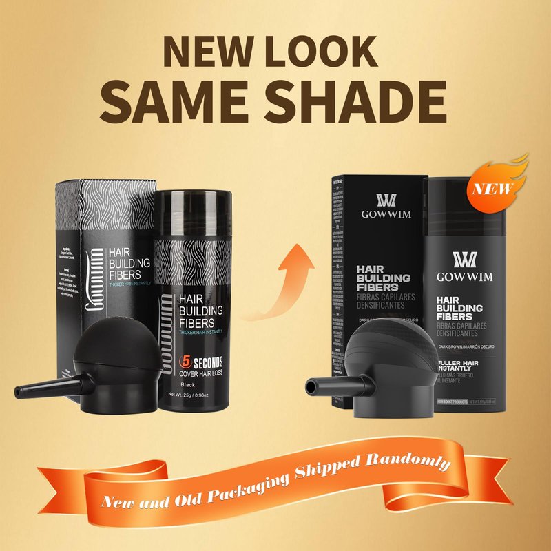 gowwim Hair Fibers with Spray Applicator Pump 2-in-1 Kit for Thinning Hair, Naturally Thickening Spray Fibers Waterproof Long-Lasting Grey Coverage Touch up for Bald Spot Cover up for Women & Men