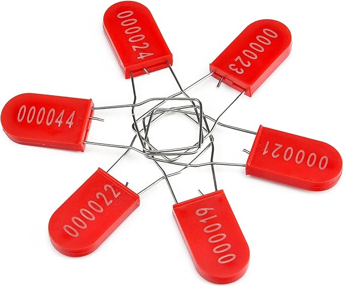 LeadSeals 1000PCS Plastic Padlock Security Seals Metal Wire Padlocks Electric Meter Seal Disposable Anti-Tamper Lock Numbered Anti Tamper Tag Hasps Red