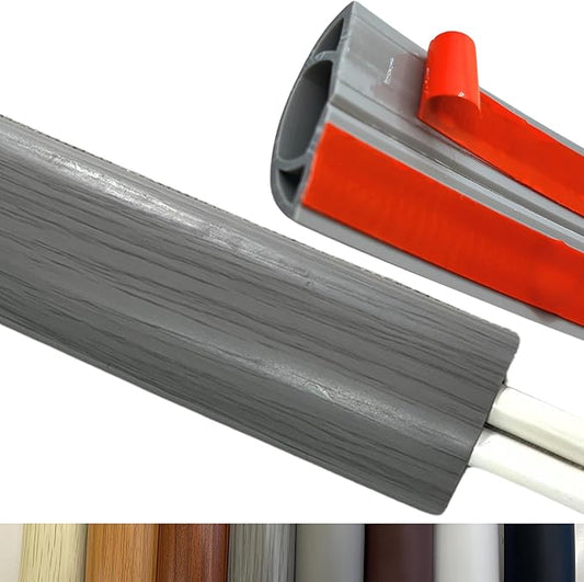 BEIEBIJOB Self Adhesive Floor Cord Cover, Cord Hider Floor, 3.3ft, GrayWood