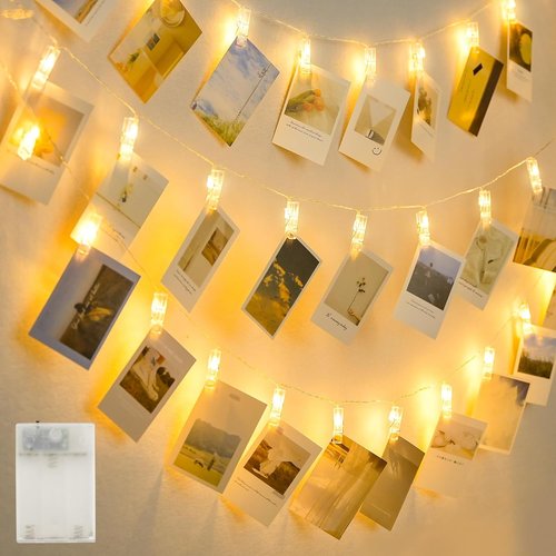 JMEXSUSS Photo Clip String Lights - 20.8FT with 40 LED Clips | Battery Operated Fairy Lights for Teen Room Decor