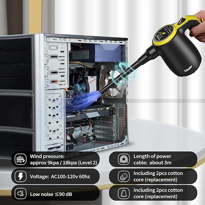 Sukadar Compressed Air Duster for Electronics, Canned Air Electric for PC, Laptop, Console, Electronics and Home Cleaning, Replaces Compressed Air Cans.