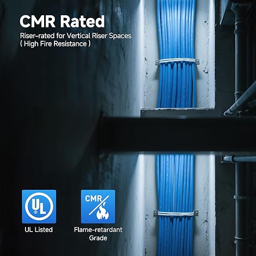 Cable Matters [UL Listed] 10Gbps in-Wall Riser Rated (CMR) 23AWG Bare Copper Cat6 Ethernet Cable - 500ft, Solid, UTP Cat 6 Ethernet Cable Spool, Cat 6 Cord Bulk, Blue
