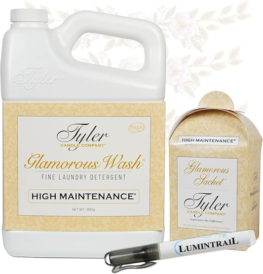Tyler Glamorous Wash High Maintenance Fine Laundry Detergent with Stain Remover Pen and Dryer Sachets - Liquid Detergent Designed for Clothing - Hand & Machine - 64oz (High Maintenance)