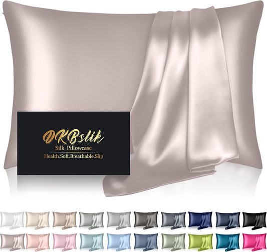 Mulberry Silk Pillowcases - Standard Size | Luxurious Silk for Hair & Skin - Taupe Color with Zipper