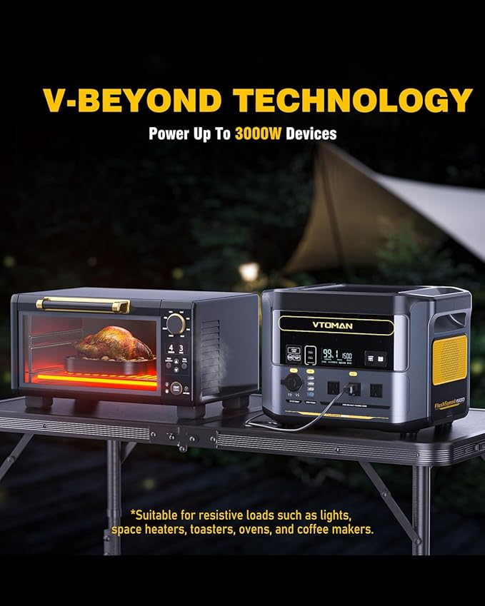 VTOMAN FlashSpeed 1500 Portable Power Station 1548Wh - Recharge 0-100% within 1H, LiFePO4 Battery Powered Solar Generator with 110V/1500W AC Output/Input, 100W USB Port for Camping, Emergency