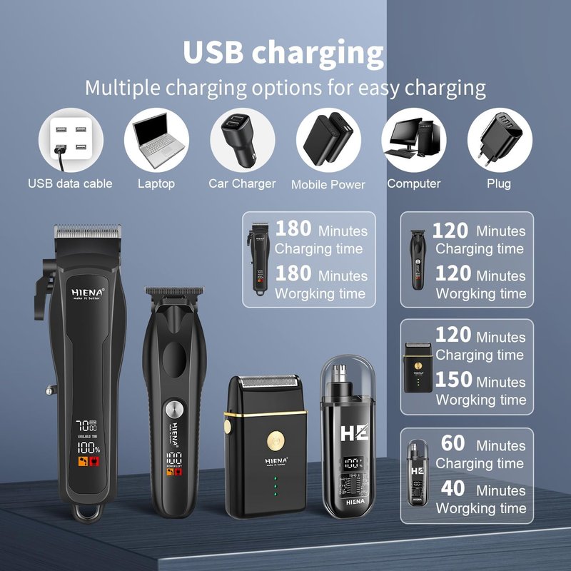 Professional Hair Clippers for Men - Cordless T-Blade Beard & Hair Trimmer Set | LED Display, Ideal for Home & Barber Use