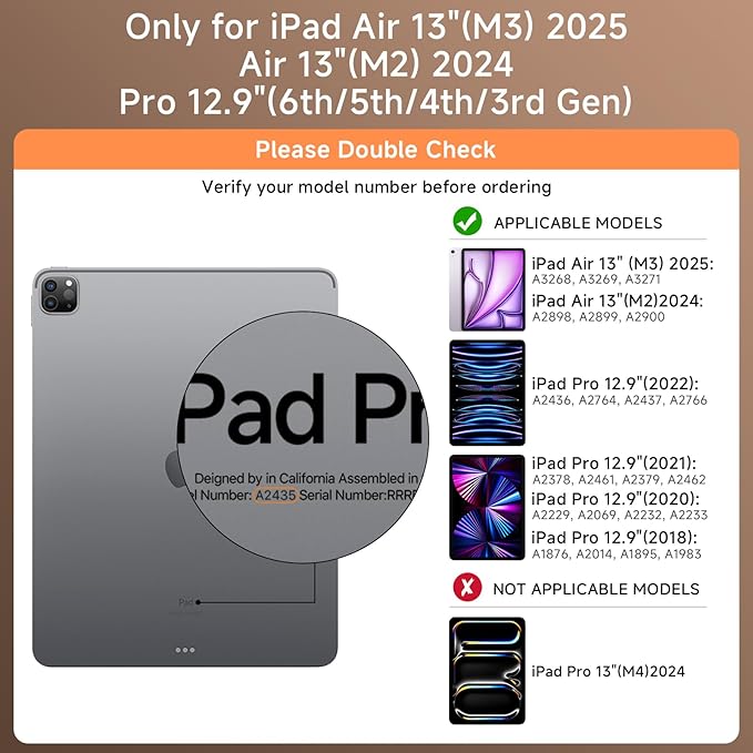 Transparent Case with Keyboard for iPad Air 13 Inch (M4/M3/M2, 2026/2025/2024), iPad Pro 12.9 Inch (6/5/4/3 Gen),7-Color Backlit,Magic wireless Keyboard, 360°Rotating,with trackpad,Pencil Holder,white